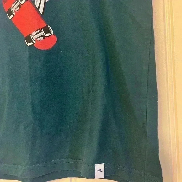 Tommy Bahama Halloween skeleton on skateboard tee shirt boys size 12 - Picture 3 of 6